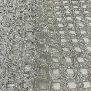 Tissu de luxe ajouré avec des détails élégants, idéal pour les saris, les lehengas, les tenues de créateurs, les vêtements de soirée - Product Image 3