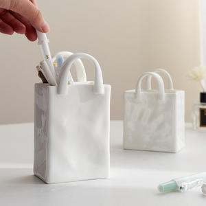 Jarrón de Cerámica Moderno para Decoración del Hogar con Flores Secas, Jarrón de Cerámica Tipo Bolso para Arreglos Florales - Product Image 4