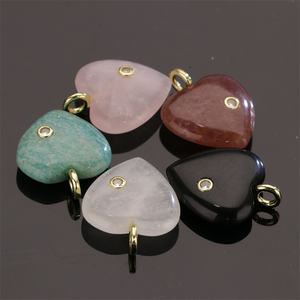 All'ingrosso naturale vero quarzo pietre preziose e pietra di cristallo gioielli amore cuore collana ciondolo - Product Image 6