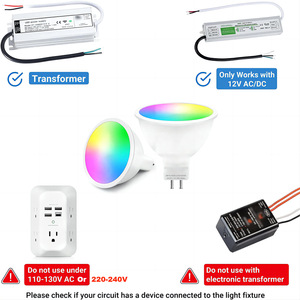 Bombilla <span class=keywords><strong>LED</strong></span> con Conexión WIFI GU5.3/MR16 DC12V, Mini Foco de <span class=keywords><strong>5W</strong></span>, Compatible con Alexa y Google Home, Cambio de Color RGBCW - Product Image 3