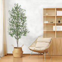 Plante Artificielle Arbre d'Olivier Ficus en Soie et Plastique pour Décoration Intérieure et Extérieure en Pot