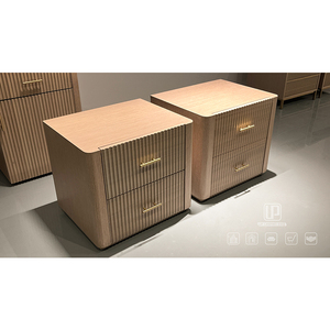Stylish Luxury Villa Hotel Apartment Furniture Nightstands Bedroom Wooden Brown Square Nightstand Set 2 01 Nightstand Set 2 01 - Product Image 4