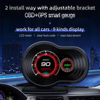 Medidor de Coche Multifunción WiiYii F9 OBD2, Velocímetro LED de 3 Pulgadas, Pantalla de Visualización Frontal HUD, Prueba de Frenado, Doce Idiomas, Ajuste Universal