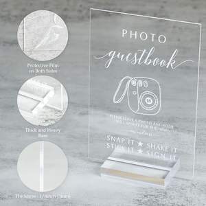 <span class=keywords><strong>Fuente</strong></span> moderna de 5x7 pulgadas, soporte de letrero de boda de acrílico transparente, estante de exhibición con aspecto de cristal para evento de fiesta de recepción - Product Image 3