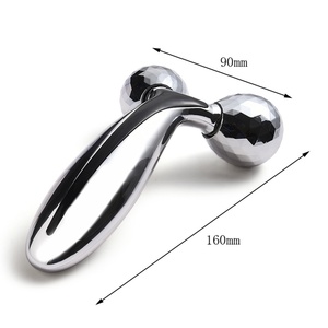 Rodillo de Masaje Facial de Diseño Único Promocional, Masajeador Anticelulítico con Cuerpo Plateado - Product Image 3