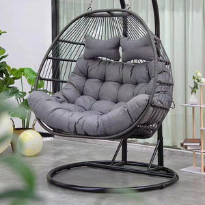 VOYAGE Dos personas Colgando Huevo <span class=keywords><strong>Silla</strong></span> Asientos dobles Columpio de metal con <span class=keywords><strong>base</strong></span> redonda - Product Image 4