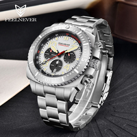 LIGE FE-1008 Montre mécanique à remontage automatique pour homme en saphir, acier inoxydable de luxe, étanche 100M, montre automatique VD57 + boîte cadeau
