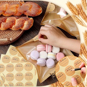 Individual Heat Seal Custom Bakery Cookie Packaging Brown Bread Kraft Paper Bags with Clear Window Sticker - Product Image 2