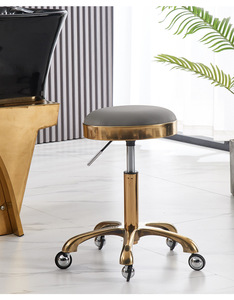 Taburete de belleza moderno <span class=keywords><strong>Silla</strong></span> de peluquería Peluquería Salón de uñas Taburete de peluquero redondo ajustable giratorio <span class=keywords><strong>con</strong></span> ruedas - Product Image 4
