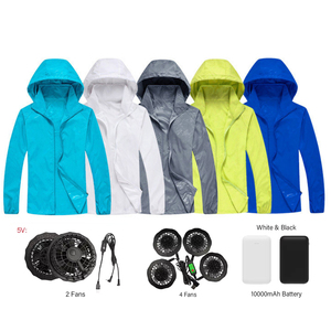 Colorful Sun Protection Skin Cooling <strong>Clothing</strong> With Fan Long Canvas Stand Collar Waterproof Windproof Quick Dry - Product Image 2