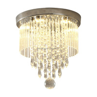 Lustre rond moderne en cristal, en acier inoxydable poli, luminaire de plafond en verre pour chambre à coucher, salon, hôtel, villa