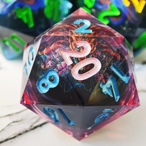 DICE DND ดันเจี้ยนแบบปรับแต่งได้แกนเหลวทำด้วยมือ RPG 50mm แกนมังกร D20แบบ RPG ขนาด50มม. - Product Image 6