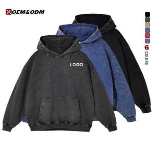 Sweat à capuche personnalisé pour homme, 100% coton, de haute qualité, style délavé et vieilli, rétro, vierge - Product Image 1