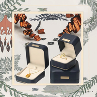 Boîte à bijoux carrée de luxe en cuir PU avec rangement élégant pour bagues et bracelets