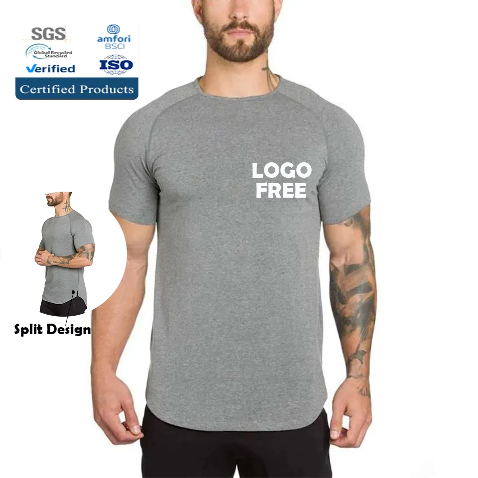 160GSM 210GSM 250GSM Custom Logo Accept Printing Casual Short Sleeve Men Highly Elastic Quick Dry Cotton Training Gym T Shirt