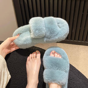Pantuflas <span class=keywords><strong>de</strong></span> <span class=keywords><strong>Casa</strong></span> para Mujer, <span class=keywords><strong>de</strong></span> Peluche, para Interiores y Exteriores, con Doble Tira, para Primavera, Otoño e Invierno, Suaves y Peludas, Venta al Por Mayor - Product Image 2