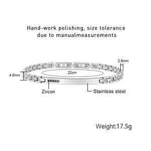 Nuovi Bracciali alla Moda con Logo Personalizzato, Bracciale in Acciaio Inossidabile 316 per Uomo con Incastonatura di Zirconia Cubica 5A - Product Image 6