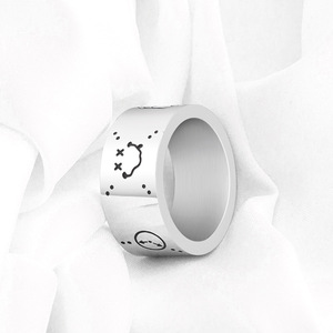 Cartoon Graffiti Titanium Steel <b>Ring</b> Wide Band Smiley Face Design For <b>Men</b> And Women Casual Jewelry - Product Image 2