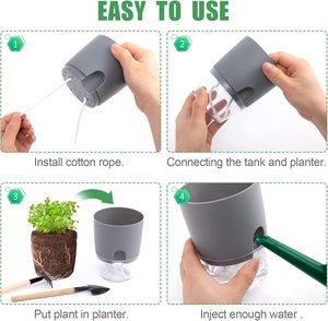 Macetas hidropónicas <span class=keywords><strong>de</strong></span> plástico transparente <span class=keywords><strong>de</strong></span> doble capa para el jardín del hogar, <span class=keywords><strong>maceta</strong></span> <span class=keywords><strong>de</strong></span> absorción <span class=keywords><strong>de</strong></span> agua automática con cuerda <span class=keywords><strong>de</strong></span> algodón - Product Image 4