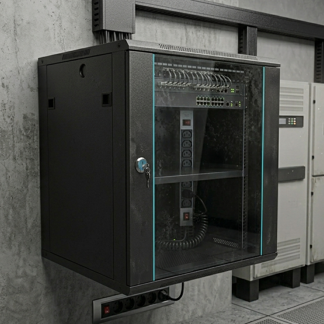 12U Wall Mount Network Cabinet 600x450mm 19 Inch SPCC Tempered Glass Door CCTV Security Surveillance Rack