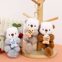 Porte-clés en peluche de 15cm avec motif de dessin animé Animal en peluche mignon et doux Porte-clés en forme de loutre de mer