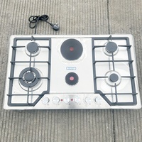 Table de cuisson combinée gaz et électrique pour la maison, 4 brûleurs gaz + 2 plaques chauffantes électriques, cuisinière encastrable gaz et électrique, plaque de cuisson en acier inoxydable