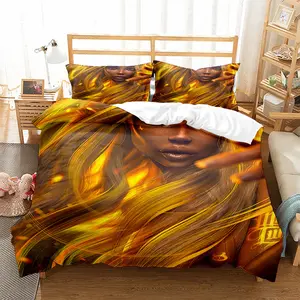 Kussensloop Dekbedovertrek Nordic Comfort Warm Moderne Home Afrikaanse Vrouw Textiel Beddengoed Set 3 Stuk