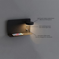 Applique murale LED de style minimaliste moderne américain Rotation réglable avec port de charge USB Lampe tricolore Lampe murale LED de chevet