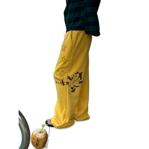 Yellow Cartoon Graffiti Sweatpants Loose Fit Casual <b>Trousers</b> <b>Elastic</b> <b>Waist</b> Printed Pants for Men - Product Image 4