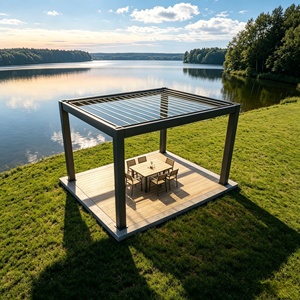 Auvent solaire électrique extérieur en aluminium thermolaqué écologique, entièrement étanche, à lamelles réglables, avec circulation d'air, pour toiture moderne - Product Image 5