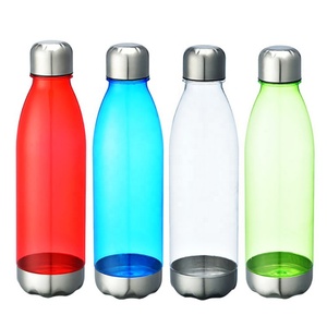 Bouteilles vides rondes en plastique pour soda, sans BPA, en Tritan transparent avec couvercle et base métalliques, 20oz 600ml - Product Image 6