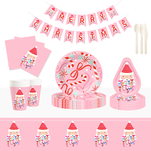 DAMAI New Disposable the Factory Sells Christmas Hats and Christmas Bows in pink Special-shaped Paper Plates - Product Image 1