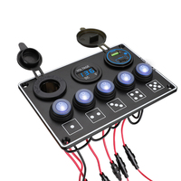 Panneau de commande étanche 5 interrupteurs à bascule marins 12V 24V avec voltmètre numérique, chargeur USB Type C et prise allume-cigare