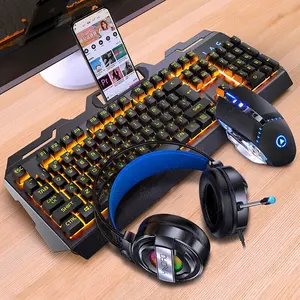 游戏键盘鼠标套装V2有线机械键盘RGB背光电脑游戏键盘游戏玩家鼠标连击