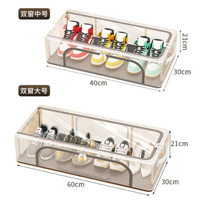 Large capacity, thickened, transparent, dustproof PVC shoe box <b>storage</b> box, foldable shoe rack for use under dormitory <b>beds</b>, no - Product Image 2
