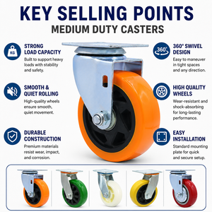 Ruedas Giratorias Industriales Universales de Tamaño Mediano con Rodamientos Dobles Resistentes al Desgaste, Color Naranja, de 2.5 a 5 Pulgadas, Personalizadas de Fábrica - Product Image 4
