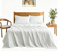 Ensemble de draps, taies d'oreiller et housse de couette 100% coton, couleur unie, quatre pièces, écologique, pour une utilisation toute l'année, 200 fils/cm²