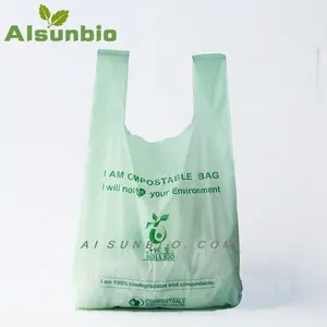 embalagem biodegradável plástico milho strach sacola de compras colete camiseta com alça