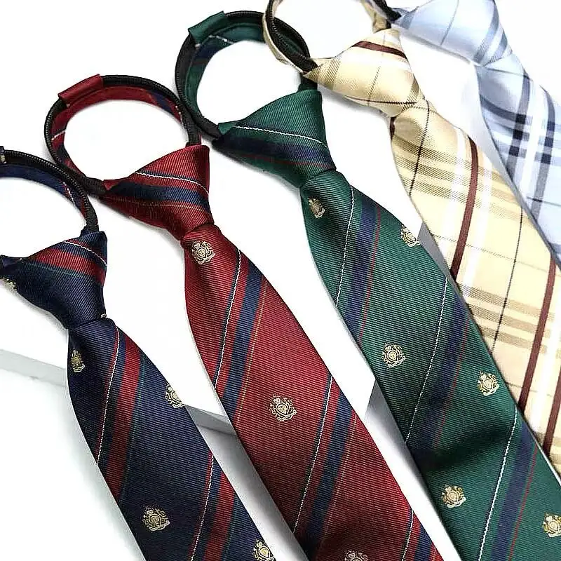 High Quality Polyester Uniform Tie Accessories Custom Logo School Jk Zipper Neckties Neck Tie Butterfly Bow Ties for Students