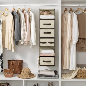 Hanging Closet Organizer <b>6</b> Shelves 5 <b>Drawers</b> <b>6</b> Pockets Fabric Storage For Bedroom Clothing Hook Type - Product Image 2
