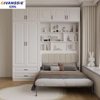 Lit Murphy extensible en bois de haute qualité avec armoire et bureau, lit mural multifonctionnel invisible, gain de place, lit rabattable ignifuge