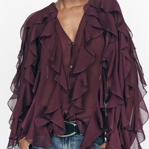 เสื้อเชิ้ตแขนยาวคอวีตกแต่งหลายชั้นสไตล์ใหม่สำหรับผู้หญิงฤดูใบไม้ผลิปี 2025 แฟชั่นหรูหราอเนกประสงค์ รุ่น 4786063 - Product Image 2