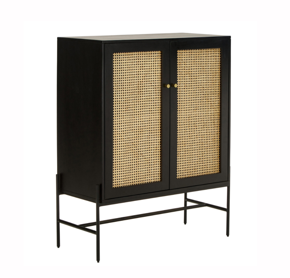 Popular Black Rattan Cabinet Wooden Sideboard Cabinet In Dinning Room Living Room