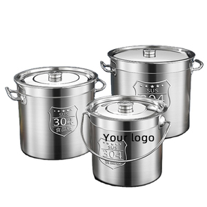 قدر كبير السعة من الفولاذ المقاوم للصدأ 304، وعاء للحساء، برميل لتخزين الطعام محكم الإغلاق مع غطاء، مناسب للغاز والحث الكهرومغناطيسي، تصميم أمريكي - Product Image 4
