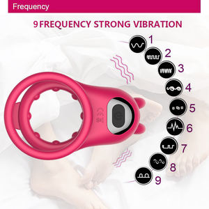 Venta caliente 9 modos <span class=keywords><strong>de</strong></span> vibración silicona impermeable <span class=keywords><strong>Cabeza</strong></span> <span class=keywords><strong>de</strong></span> <span class=keywords><strong>Vaca</strong></span> vibrador clítoris masajeador Anillo para el pene - Product Image 6