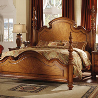 Ensemble de meubles de chambre à coucher et de lit en bois massif directement de l'usine, lit king-size de style américain, adapté aux maisons, villas et hôtels