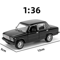 Coche de juguete de metal fundido a presión 1:36 Retro Traveler Lada Shell Worm M3 con puertas que se abren, ruedas móviles y luz