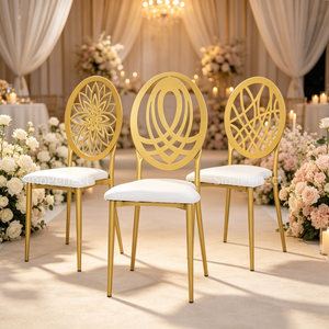 Chaise Chavari en métal blanc champagne empilable à prix avantageux pour réception de mariage - Product Image 6