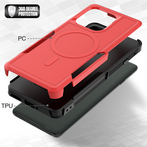 Étui de téléphone portable magnétique deux-en-un pour Moto Edge 60 Pro 5G, coque rigide mate en TPU et PC de couleur unie - Product Image 4