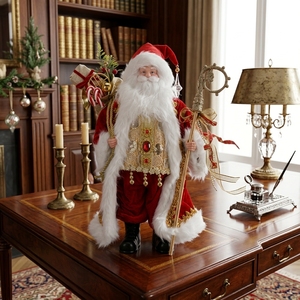 Poupée Père Noël en velours, grande taille, rouge cheminée, best-seller, pour décorations de Noël - Product Image 2